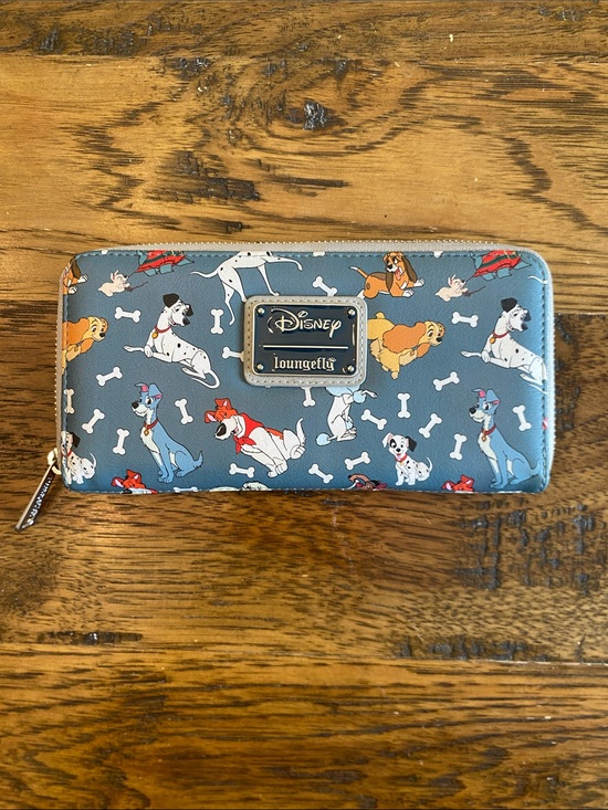 Disney Handbags - Disney Loungefly Blue Disney Dogs Zip Around Wallet